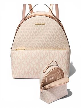 Michael Kors Medium Two-Tone Signature Logo Backpack - Rose Gold